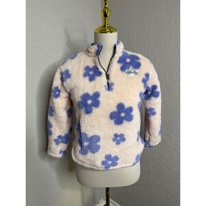 Hurley Girls Sherpa Quarter Zip Pullover Floral Flower Cozy Soft M(7/8)